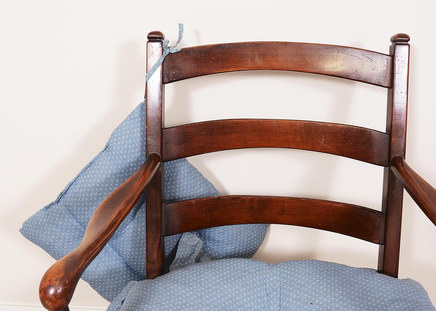Mid-Century Wood Chair with Wood Stool