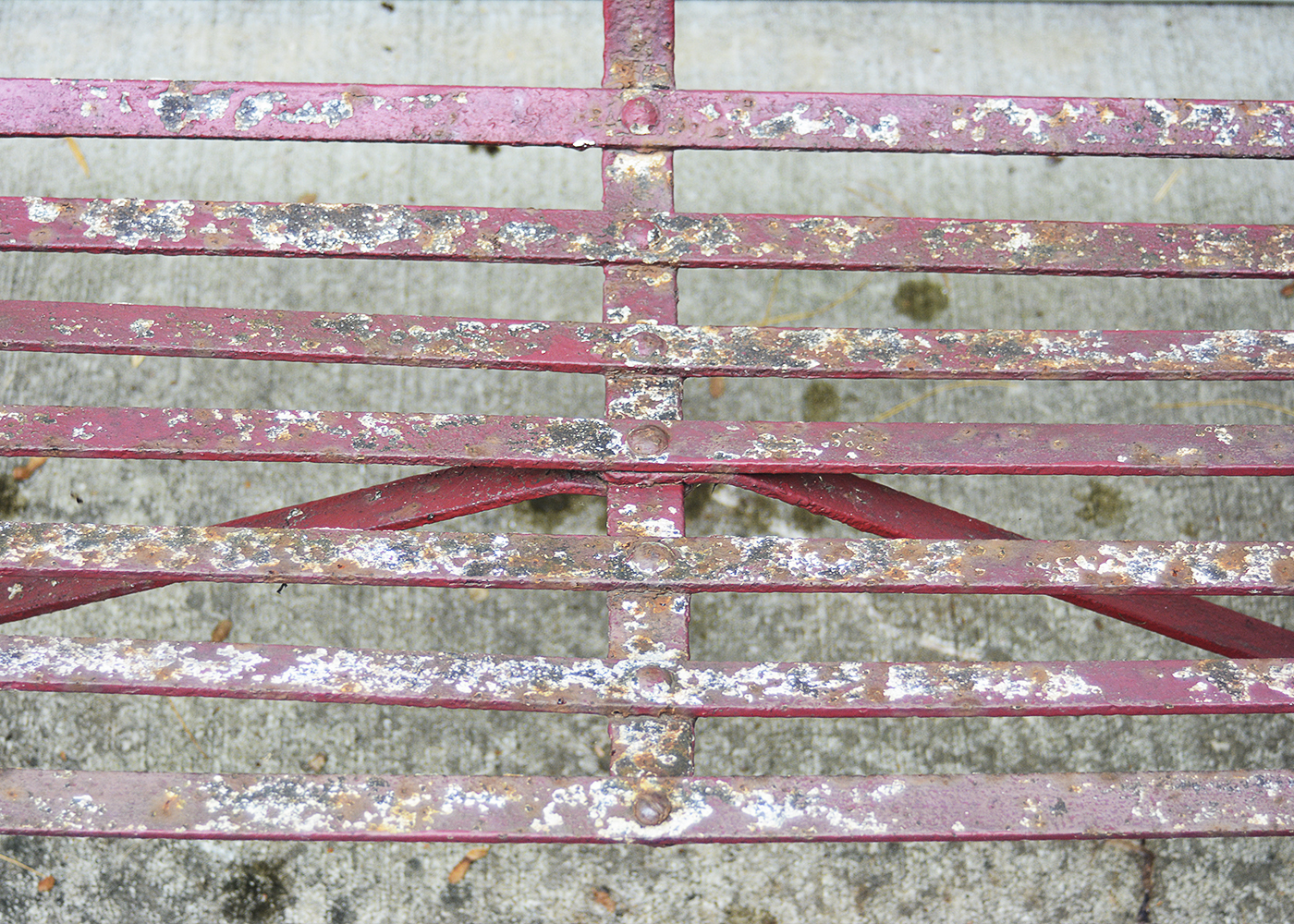 Vintage Red Metal Garden Bench