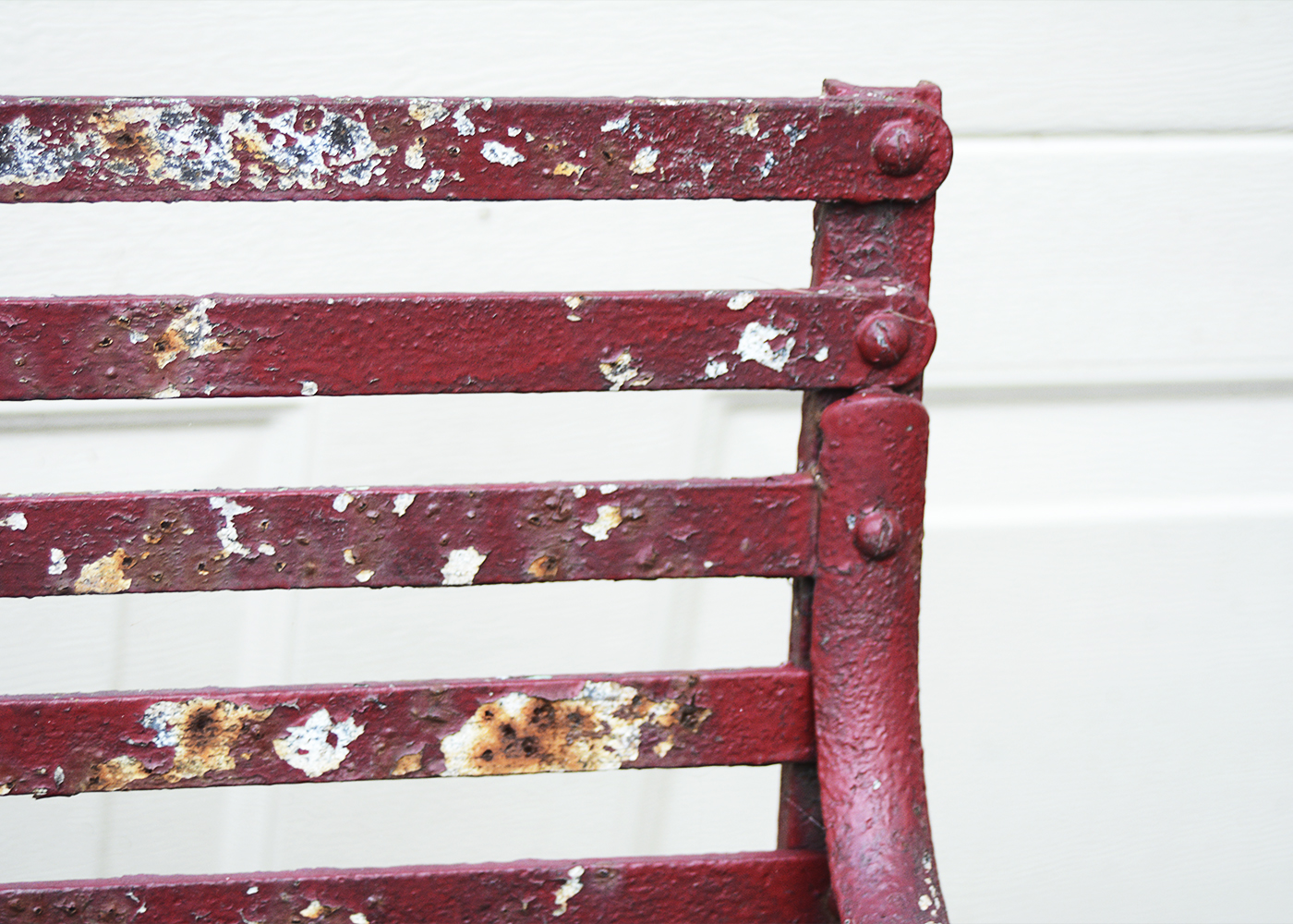 Vintage Red Metal Garden Bench