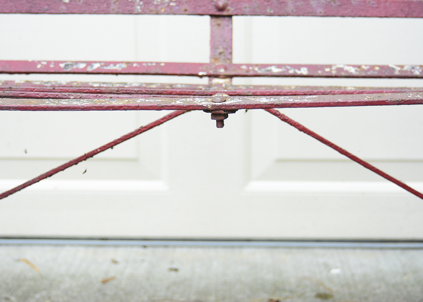 Vintage Red Metal Garden Bench