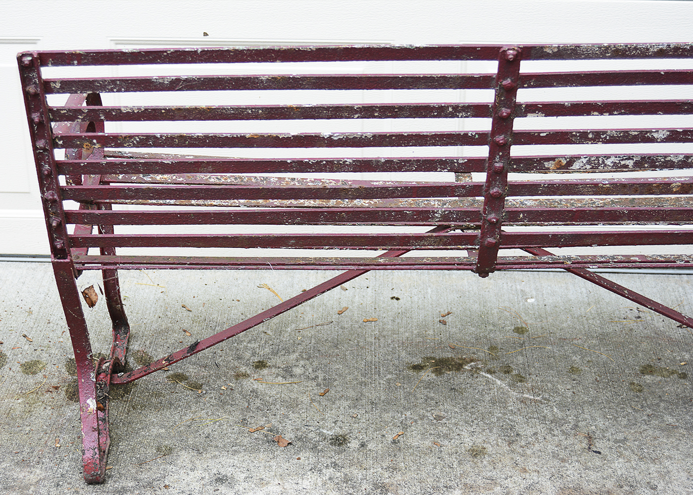 Vintage Red Metal Garden Bench