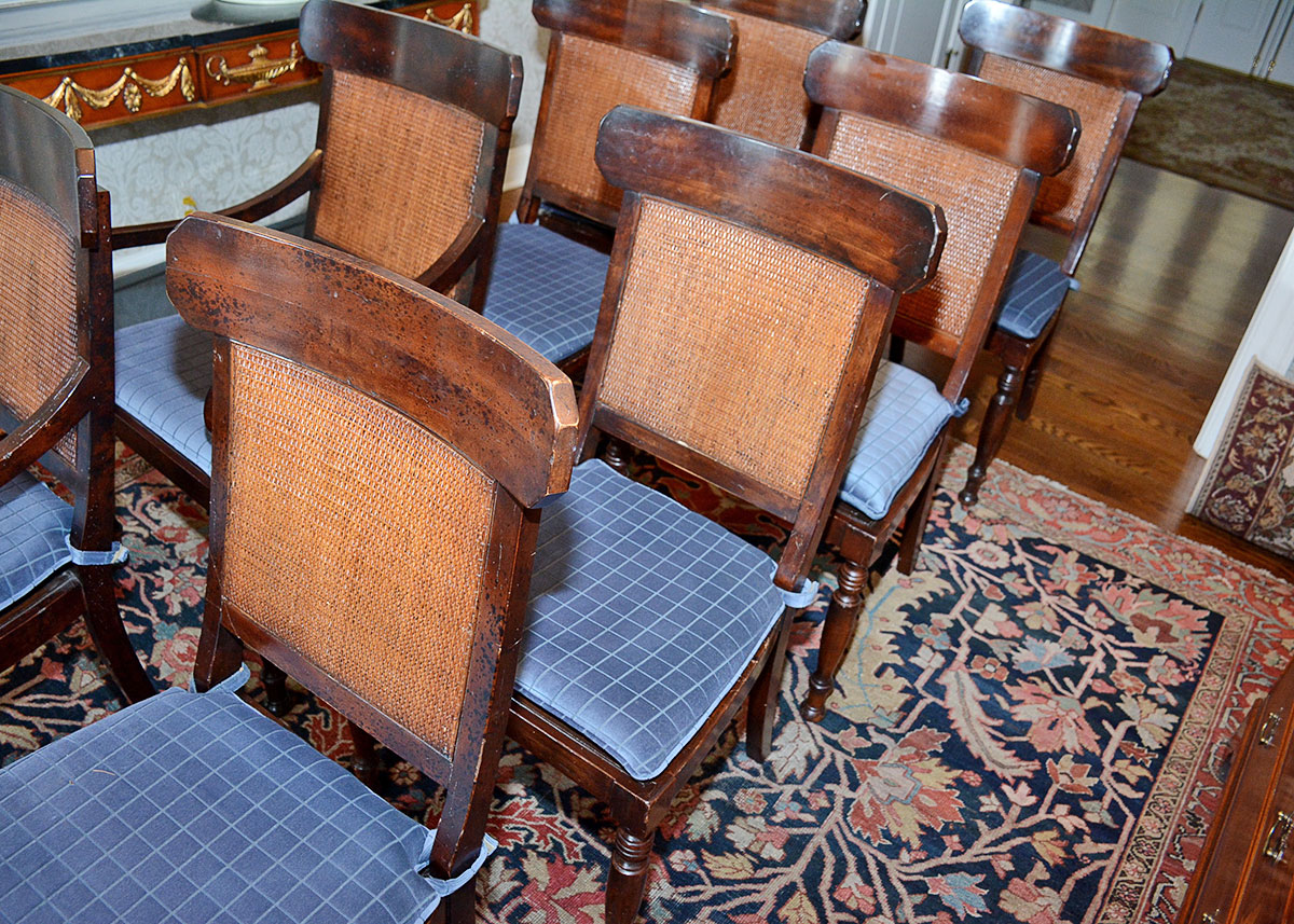 Milling Road for Baker Furniture Late 20th Century Regency Style Dining Chairs
