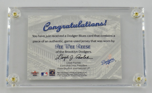 2001 Pee Wee Reese Game-Worn Jersey Card