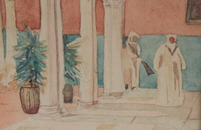 G. J. Frey Antique 19th-Century Original Watercolor "The Alhambra"