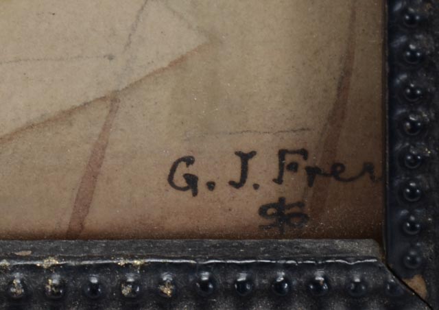 G. J. Frey Antique 19th-Century Original Watercolor "The Alhambra"