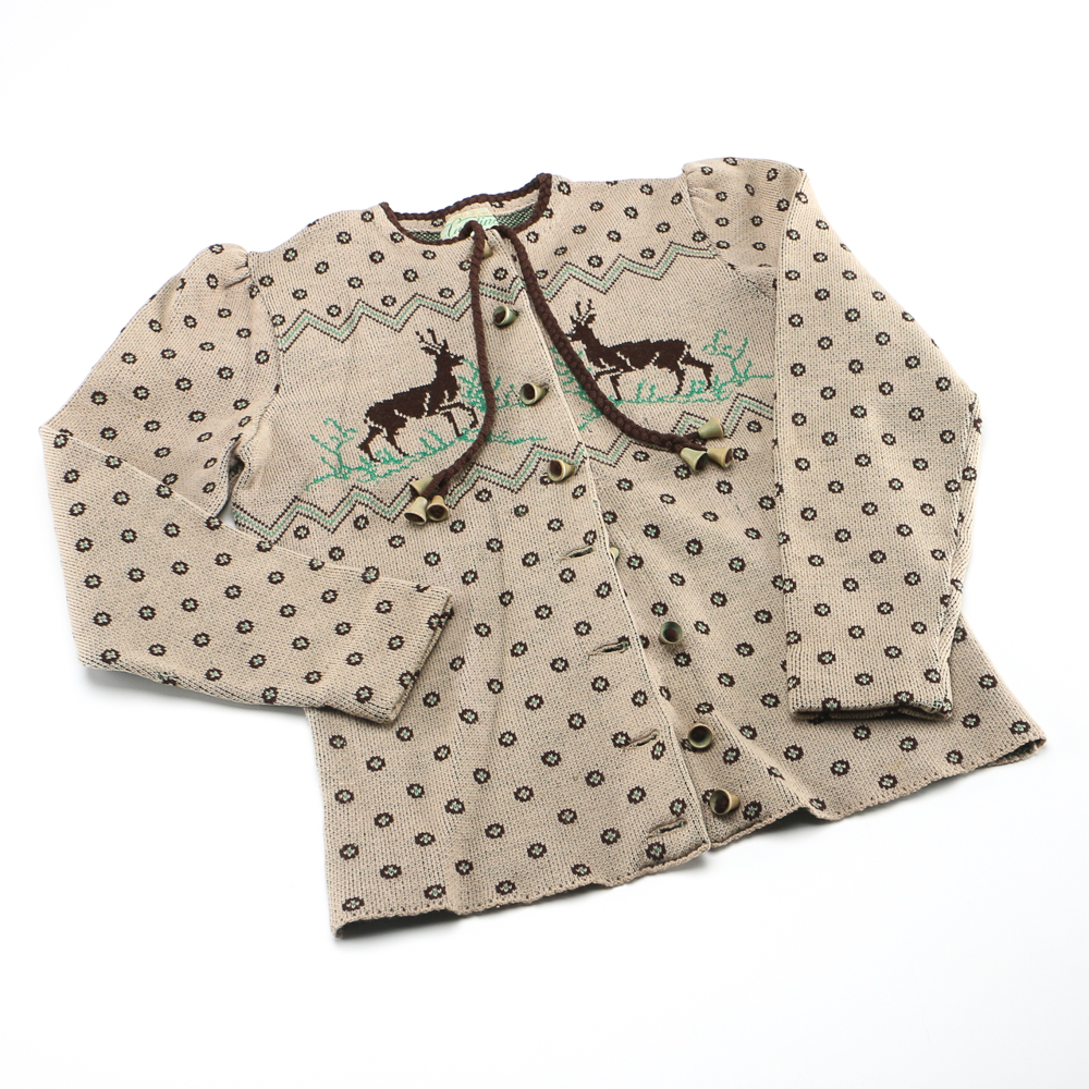 Women's Vintage Cardigan with Deer Motif