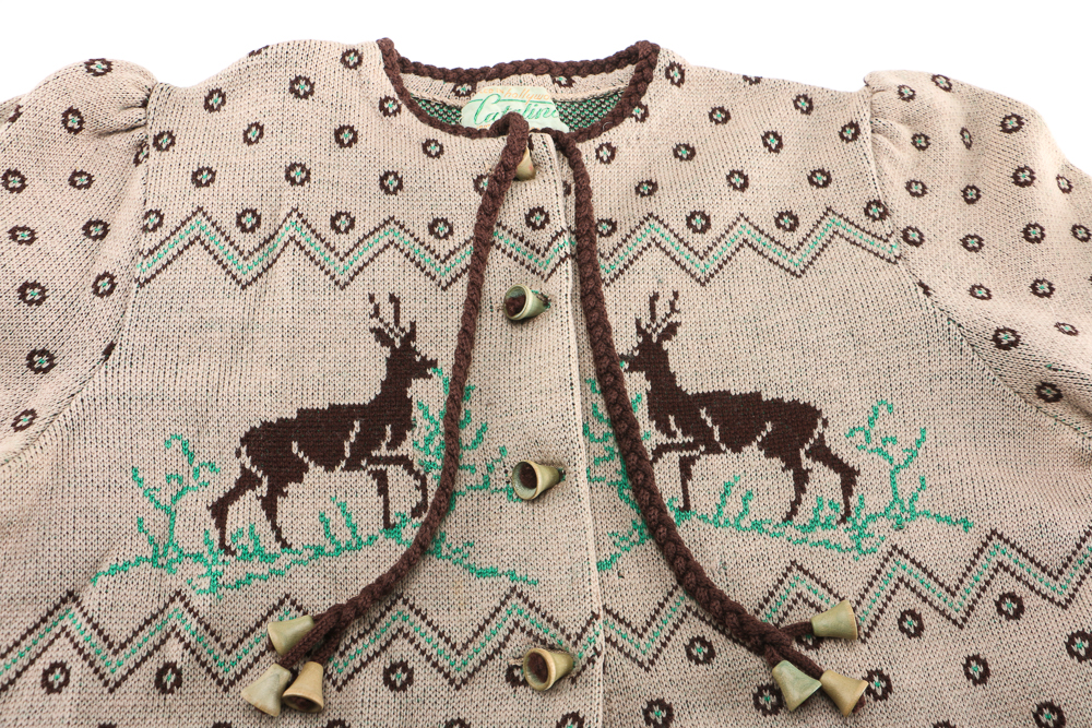 Women's Vintage Cardigan with Deer Motif