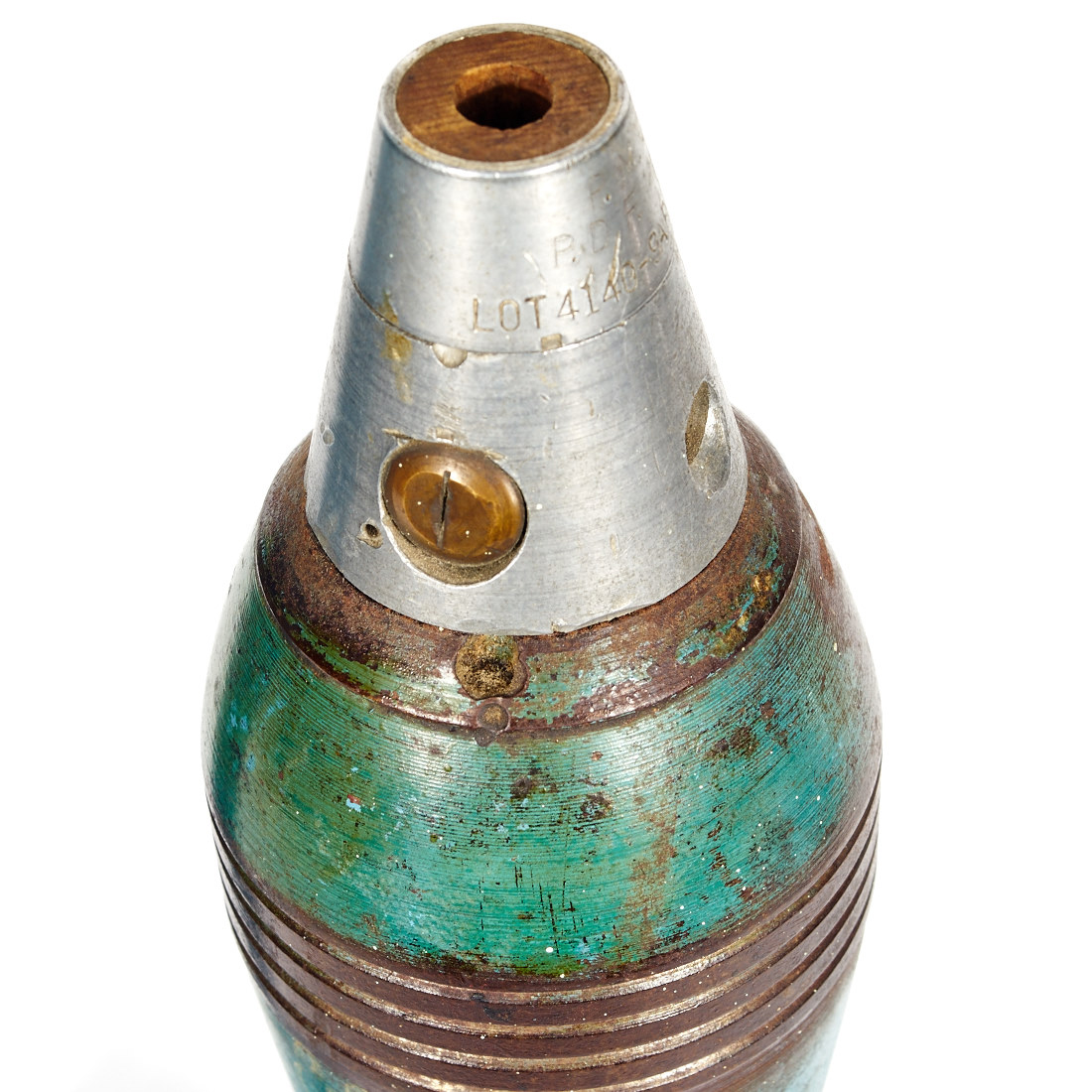 Inert World War II Blue Practice Mortar Shell and Grenade