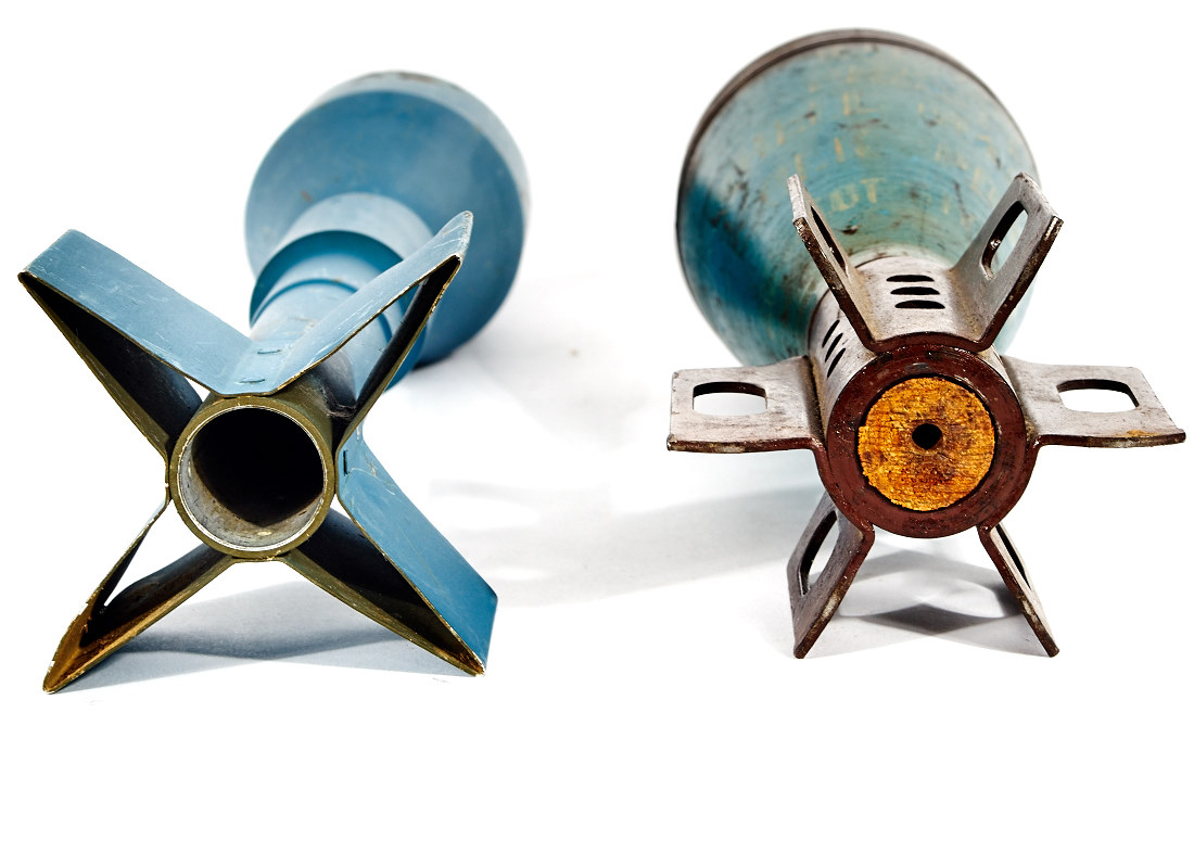 Inert World War II Blue Practice Mortar Shell and Grenade