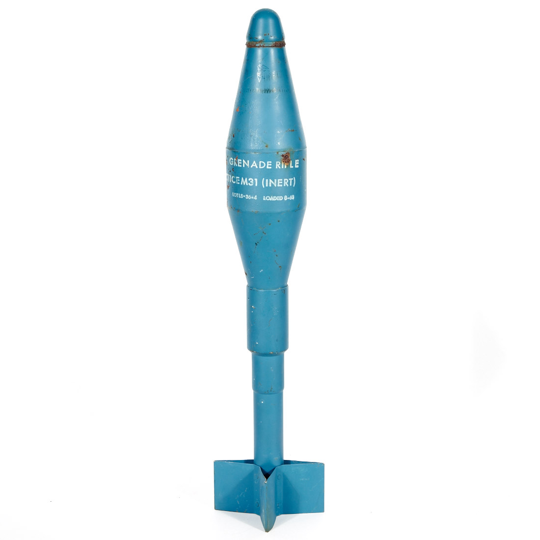 Inert World War II Blue Practice Mortar Shell and Grenade