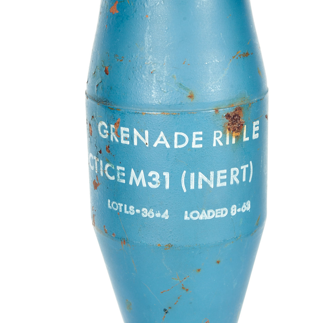 Inert World War II Blue Practice Mortar Shell and Grenade