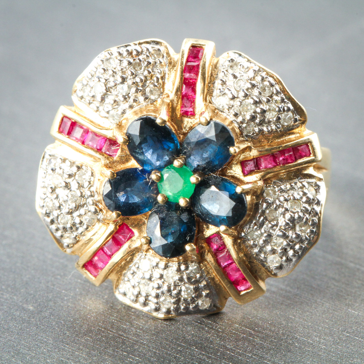 14K Yellow Gold Flower Ring