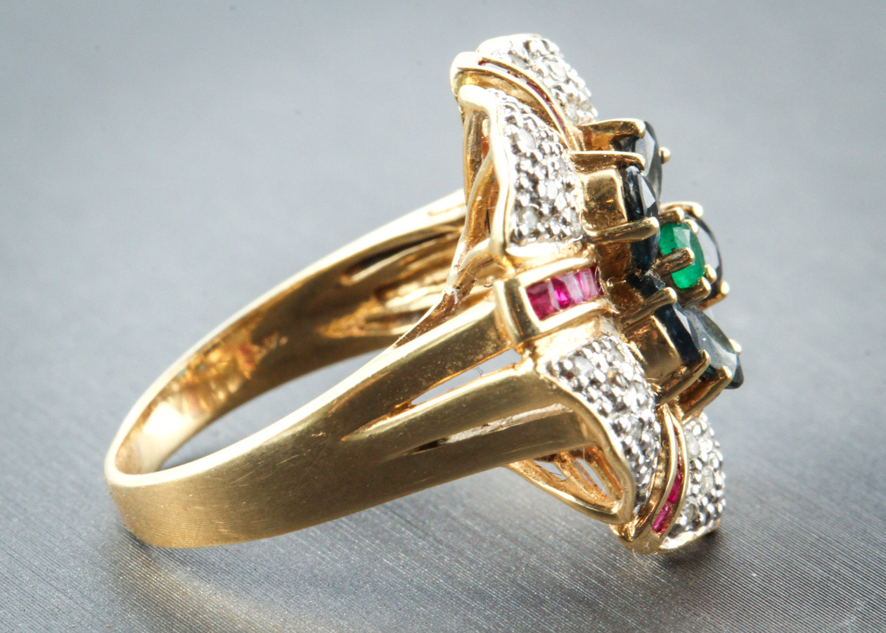 14K Yellow Gold Flower Ring