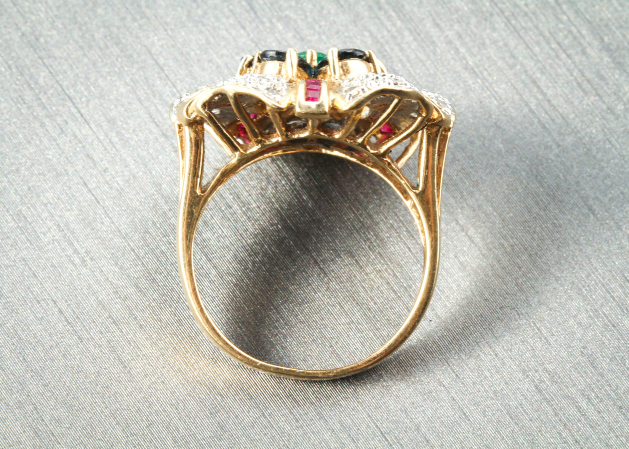 14K Yellow Gold Flower Ring