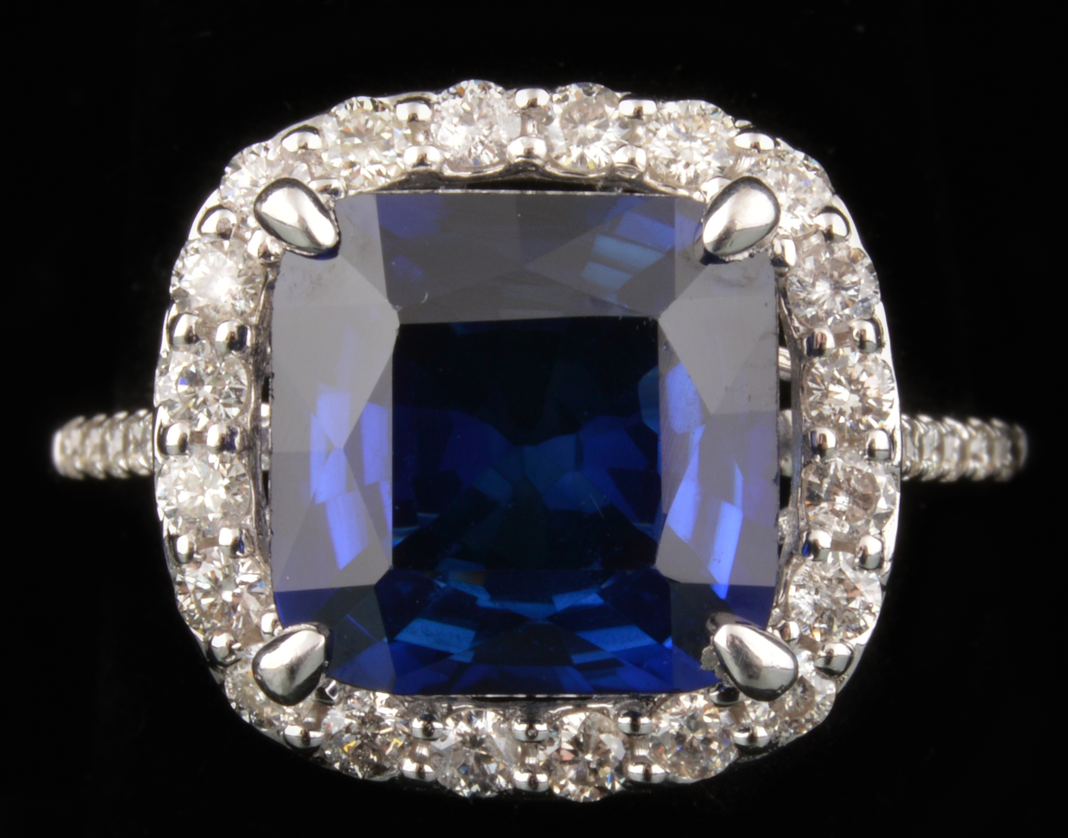 14K White Gold Sapphire and Diamond Cocktail Ring