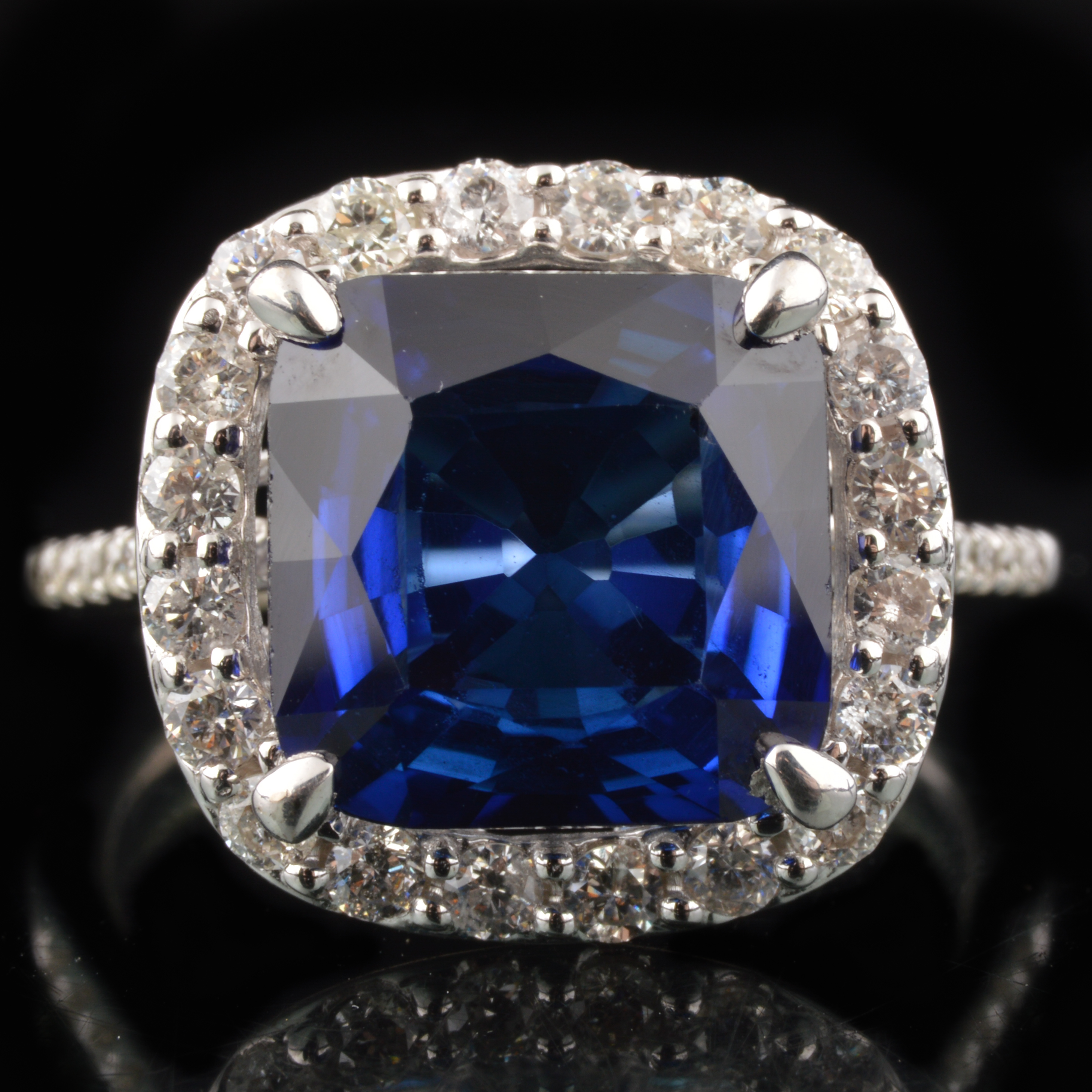 14K White Gold Sapphire and Diamond Cocktail Ring