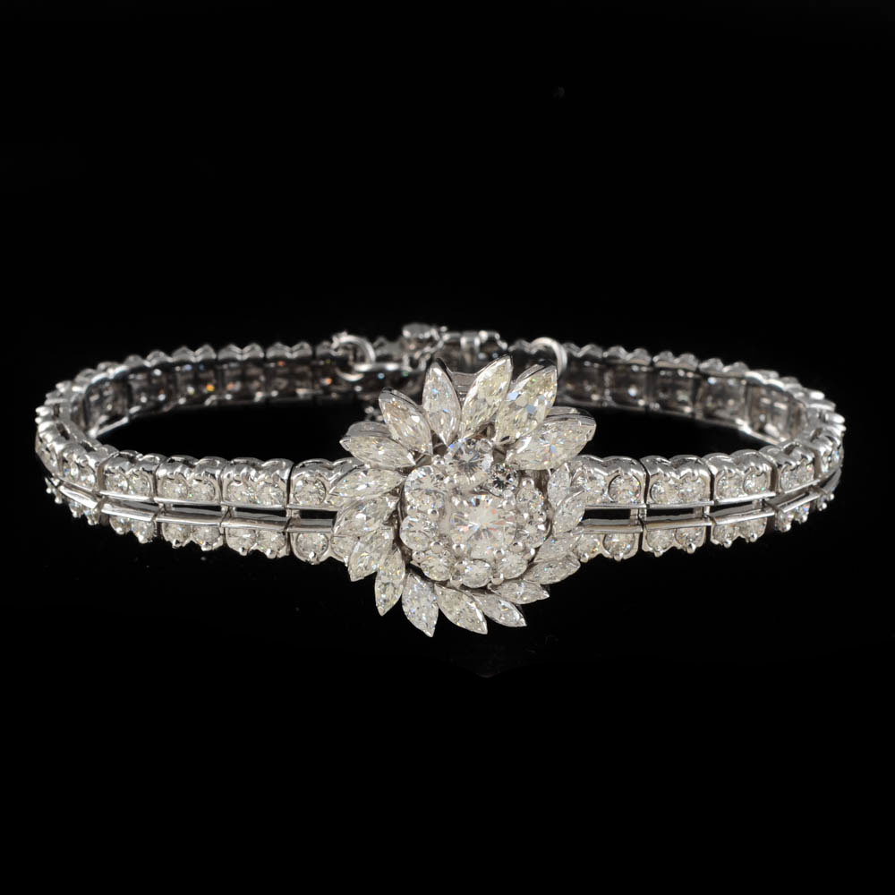 Women's 7.25 CTW Platinum and Diamond Omega Watch