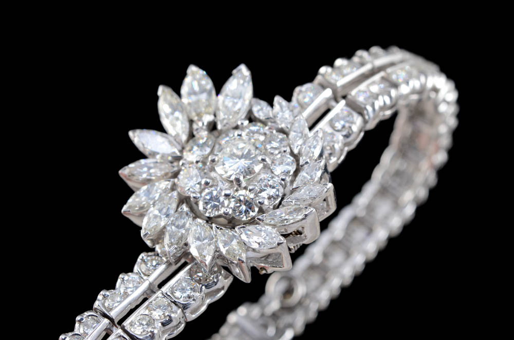 Women's 7.25 CTW Platinum and Diamond Omega Watch