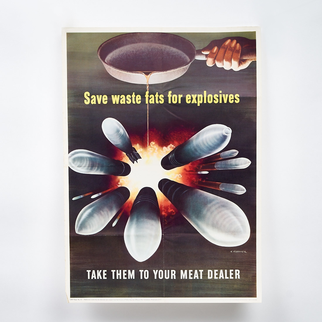 Original World War II "Save Waste Fats" Poster