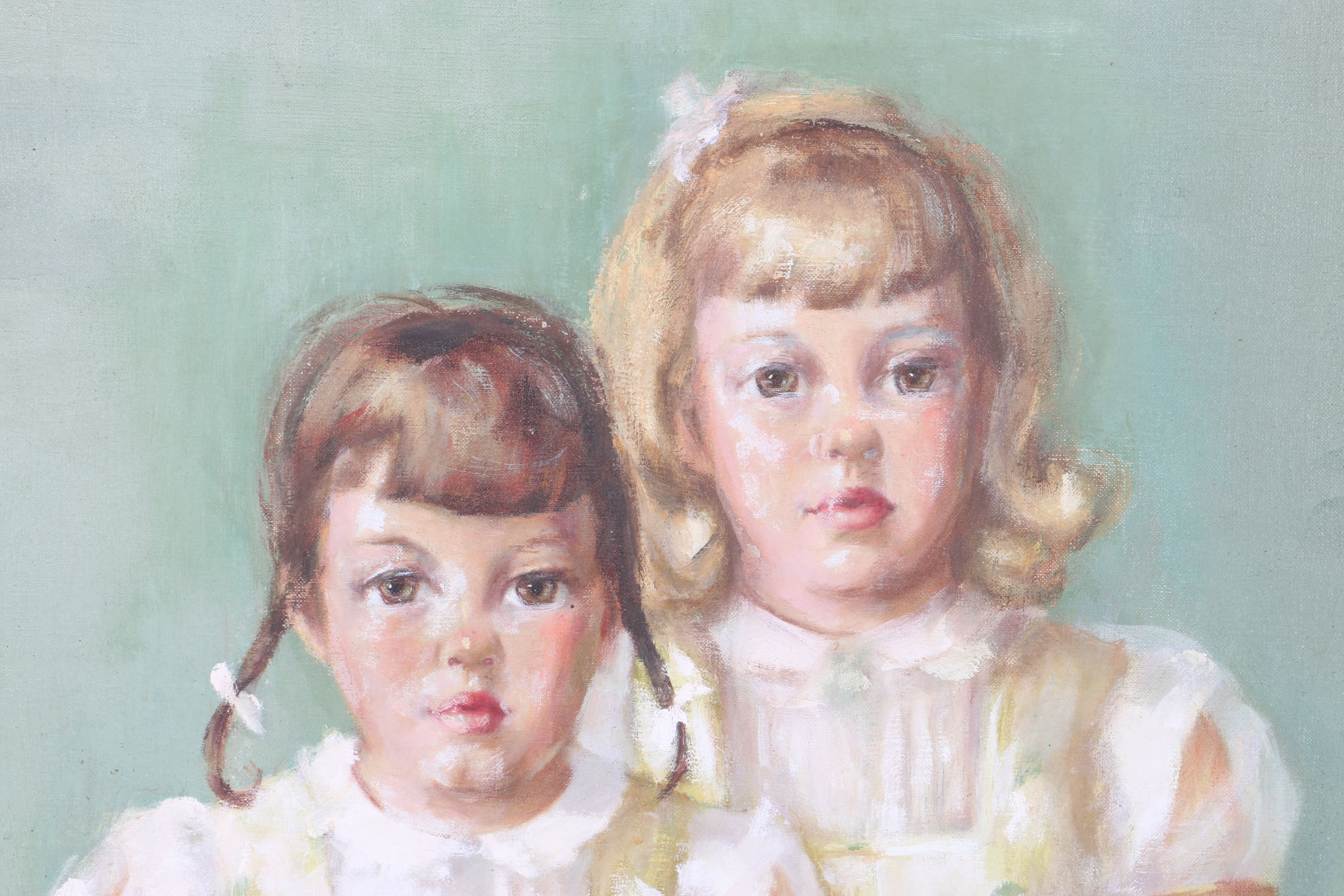 Isabella Markell Original Oil Painting on Canvas Portrait of Two Girls