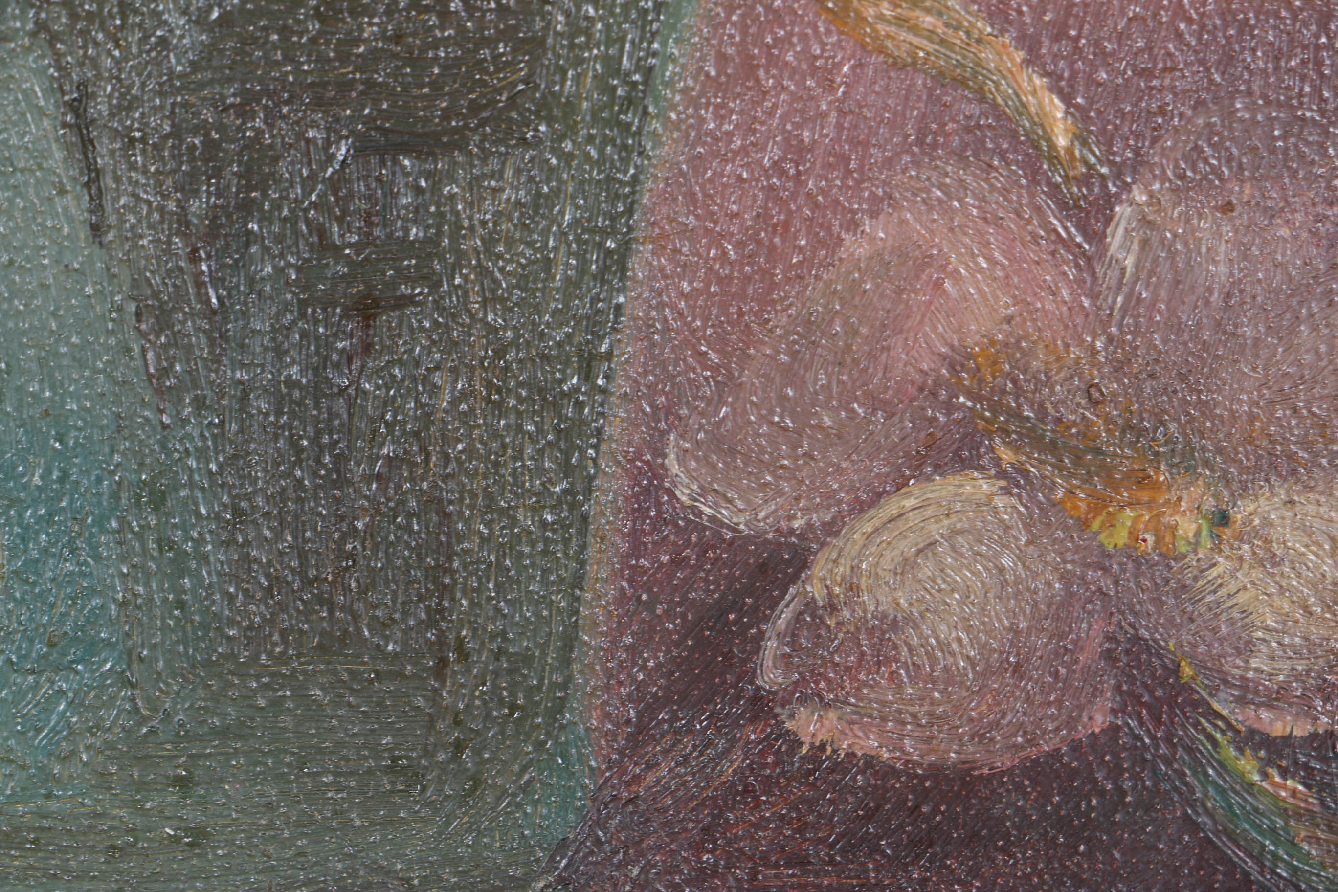 Oil Painting on Board Octagonal Floral Still Life