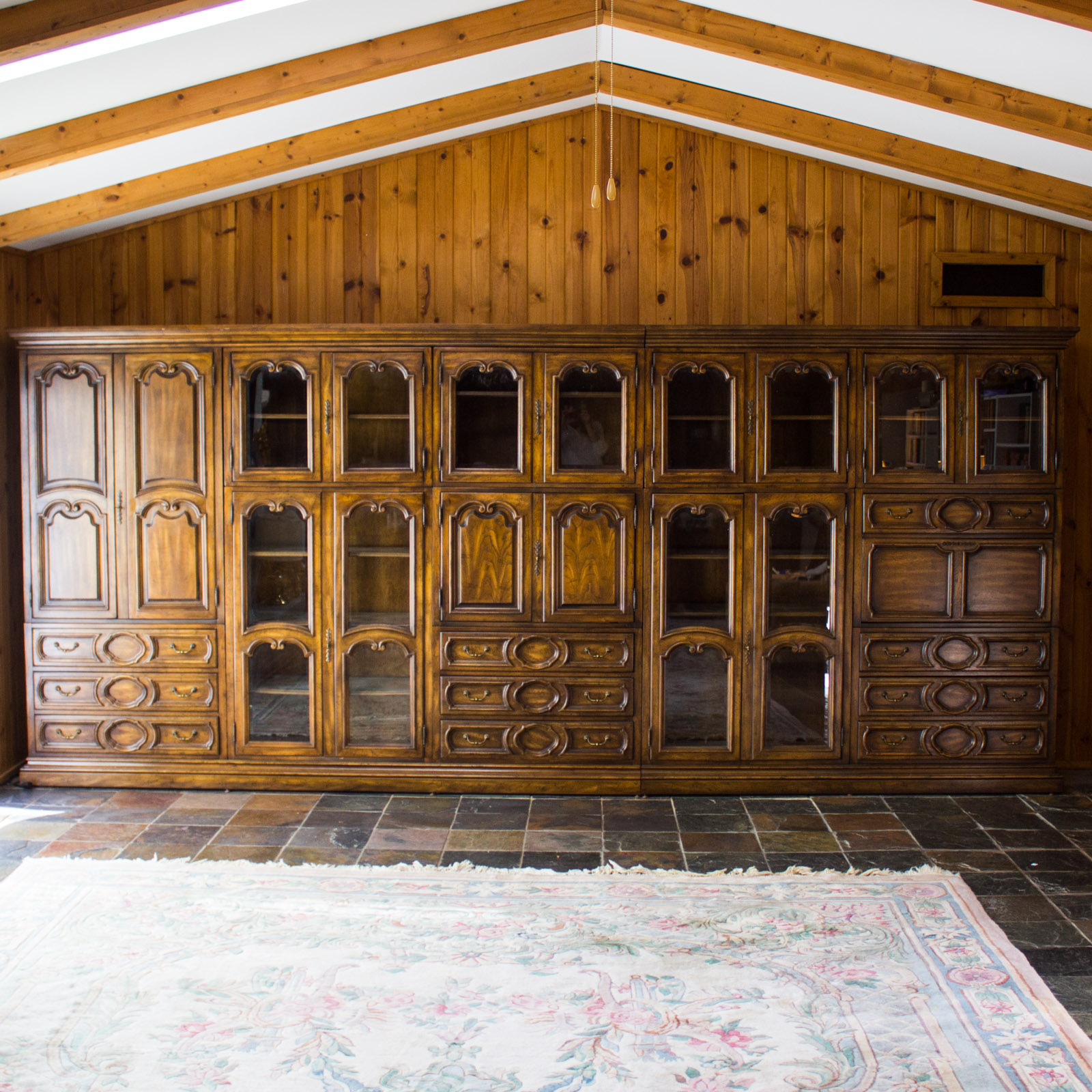 Large Oak Wall Shelving Unit