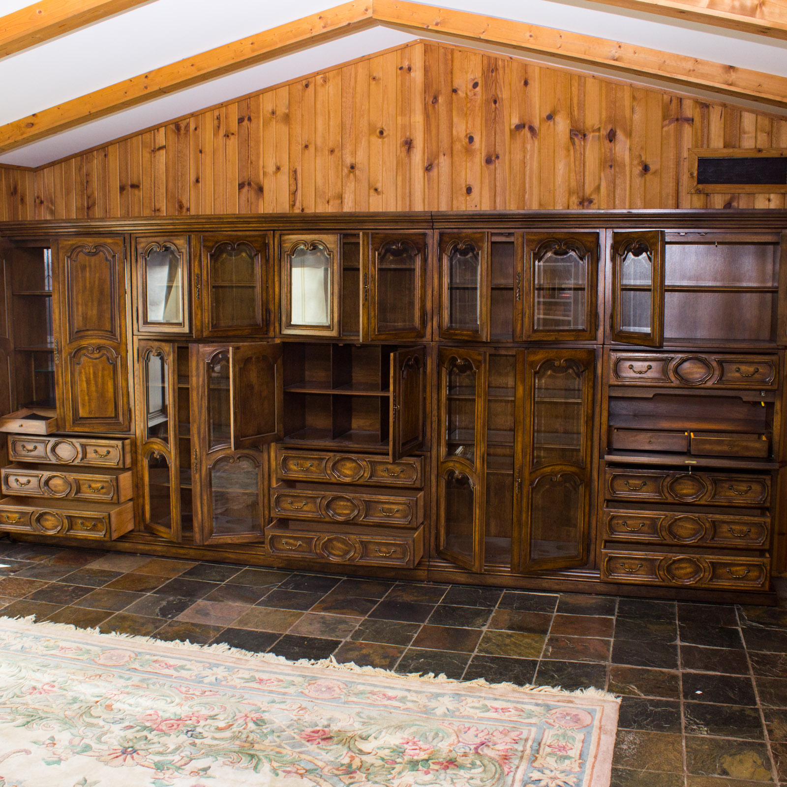 Large Oak Wall Shelving Unit