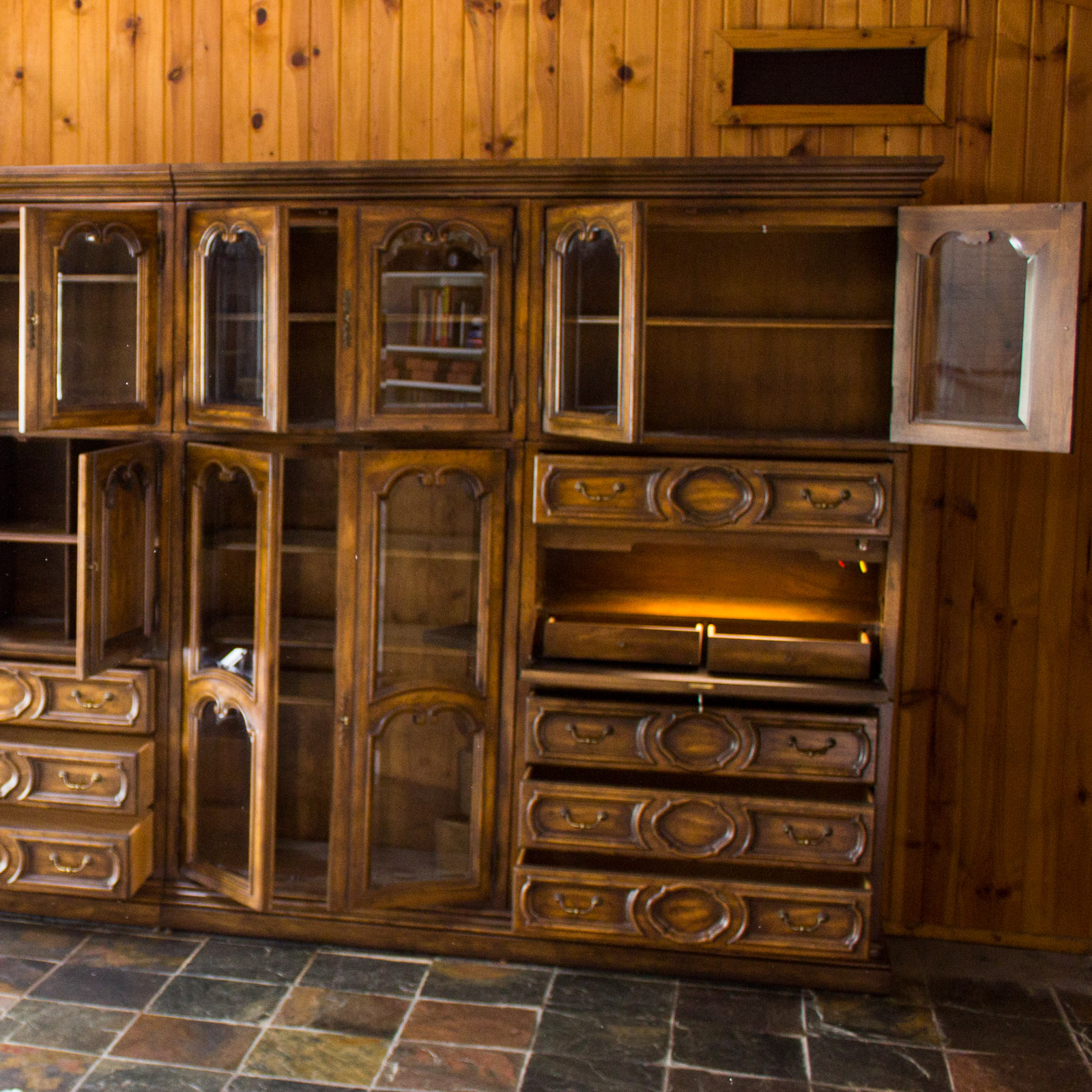 Large Oak Wall Shelving Unit