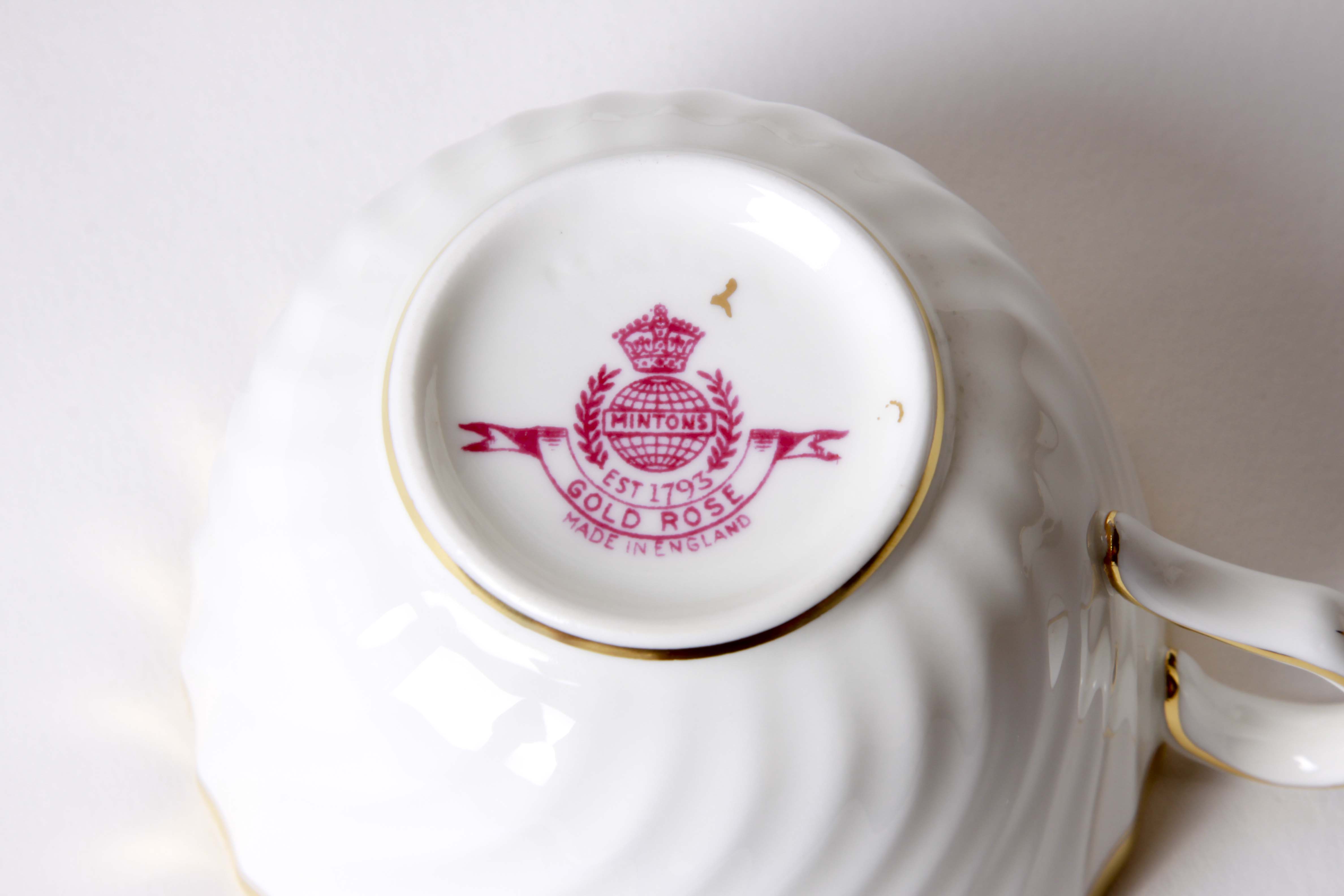 Minton English China Gold Rose Pattern