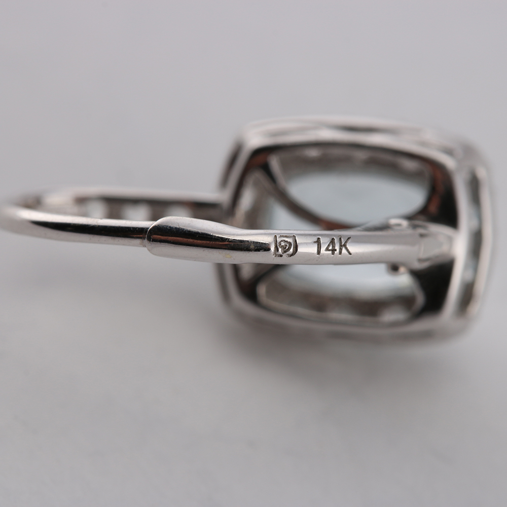 14K White Gold Aquamarine Sapphire Earrings