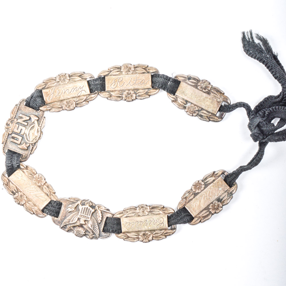 Vintage Victorian Style Sterling Silver Forget Me Not Bracelet