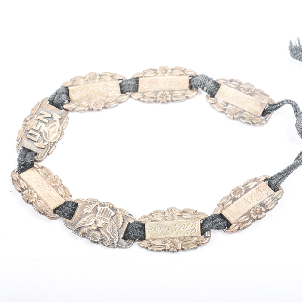 Vintage Victorian Style Sterling Silver Forget Me Not Bracelet