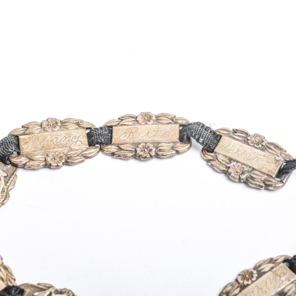 Vintage Victorian Style Sterling Silver Forget Me Not Bracelet