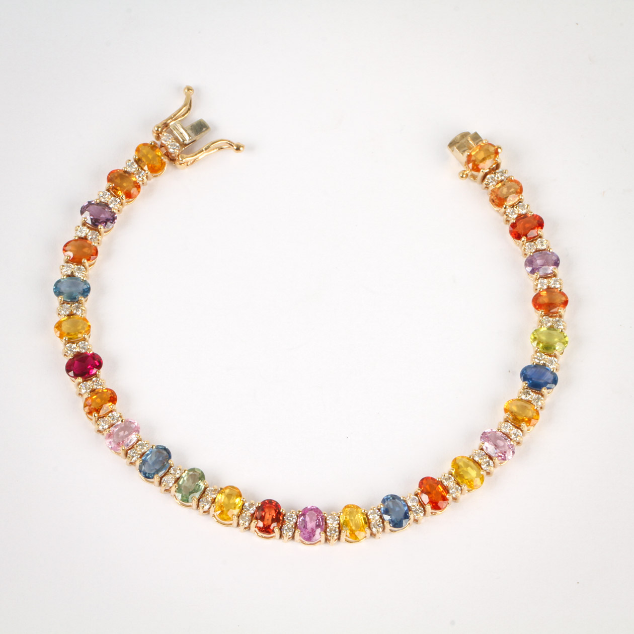 14K Yellow Gold, 1.50 CTW Diamond, and Fancy Sapphire Tennis Bracelet