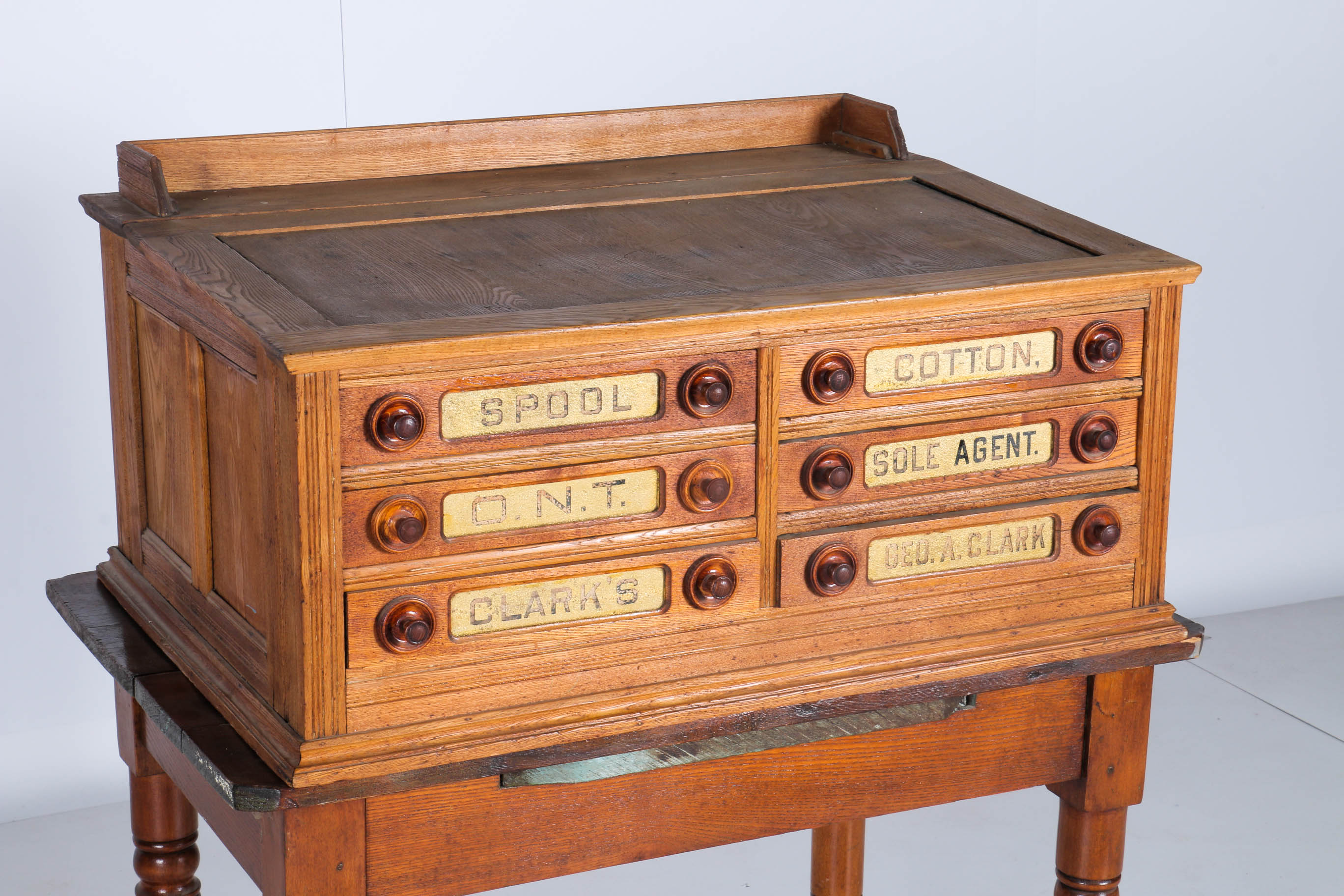 Vintage Six Drawer Clark's O.N.T. Spool Cabinet and Vintage Table