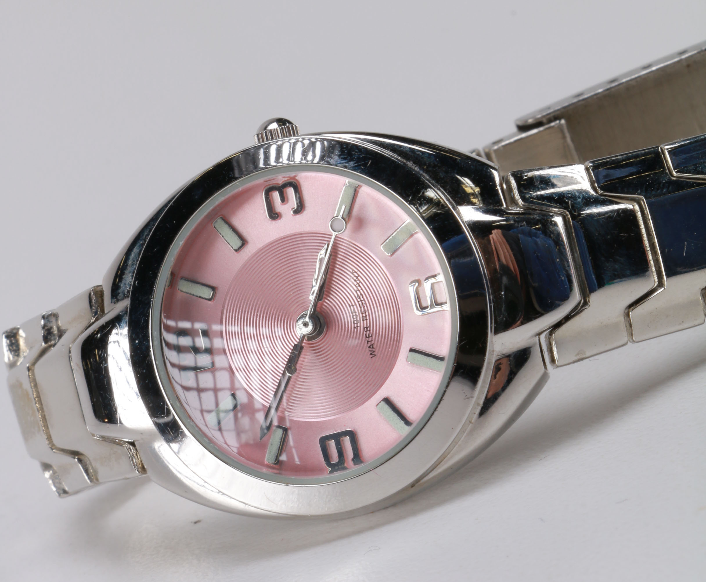 Pink Face Steel Band Ladies Watch