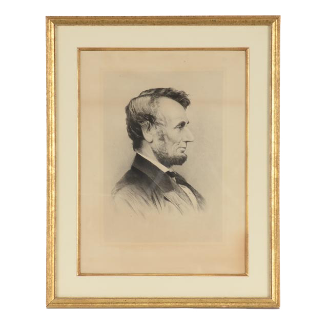 Thomas Johnson Antique 19th-Century Drypoint Etching with Mezzotint of Abraham Lincoln
