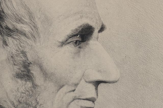 Thomas Johnson Antique 19th-Century Drypoint Etching with Mezzotint of Abraham Lincoln
