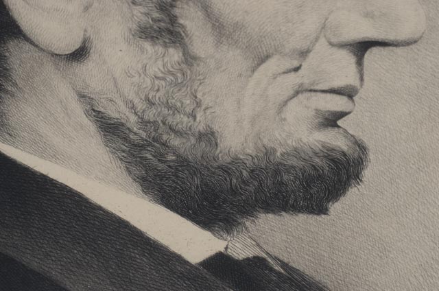 Thomas Johnson Antique 19th-Century Drypoint Etching with Mezzotint of Abraham Lincoln