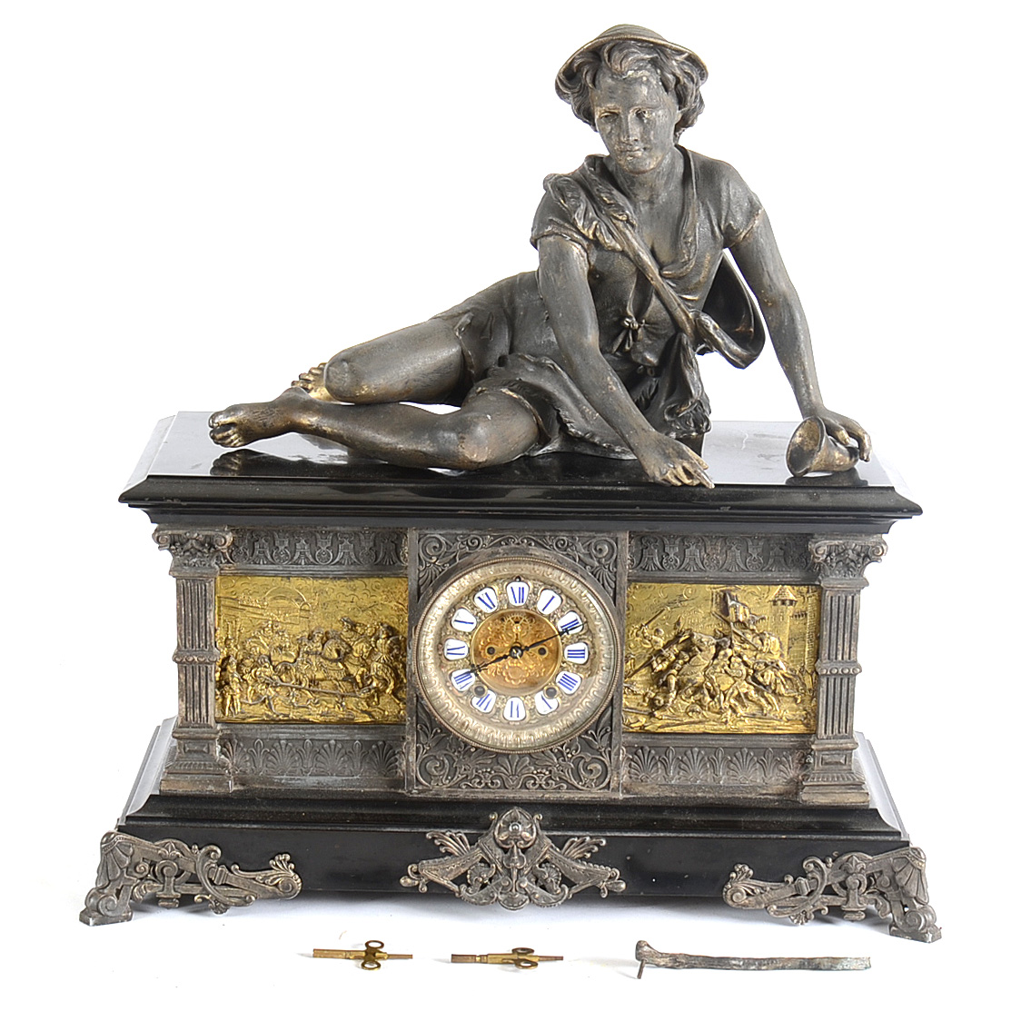 Antique Ansonia Ornate Mantel Clock with Figure