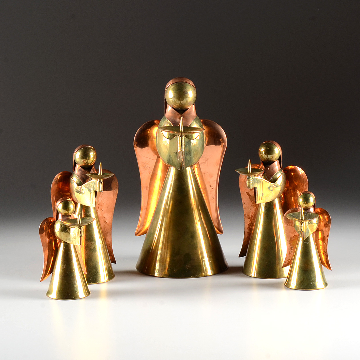 Vintage Brass And Copper Angel Candle Holders