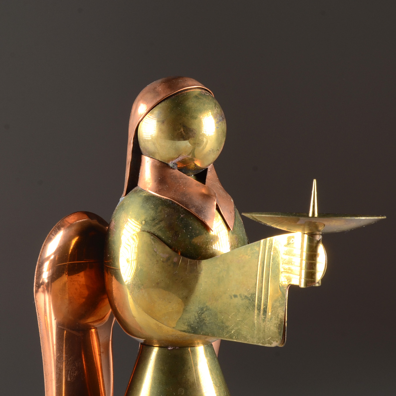 Vintage Brass And Copper Angel Candle Holders