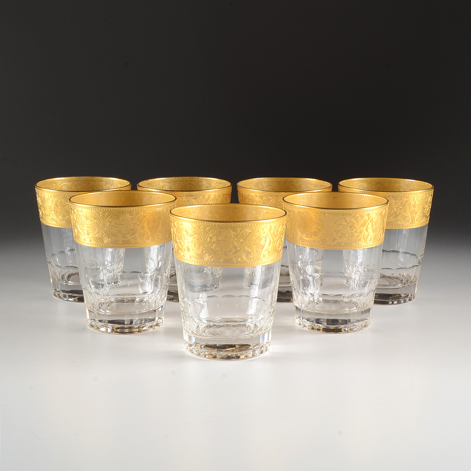 Set of Drinking Glasses with Gilt Rims