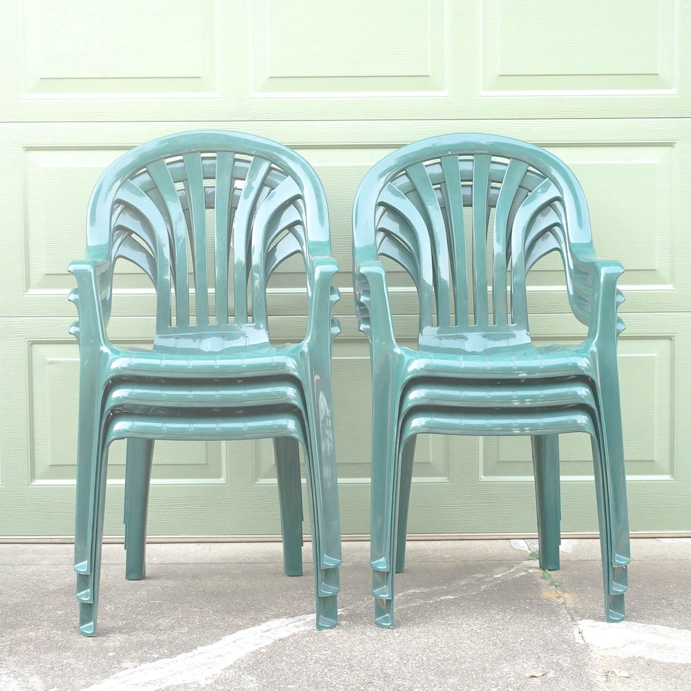 Stackable Green Plastic Patio Chairs
