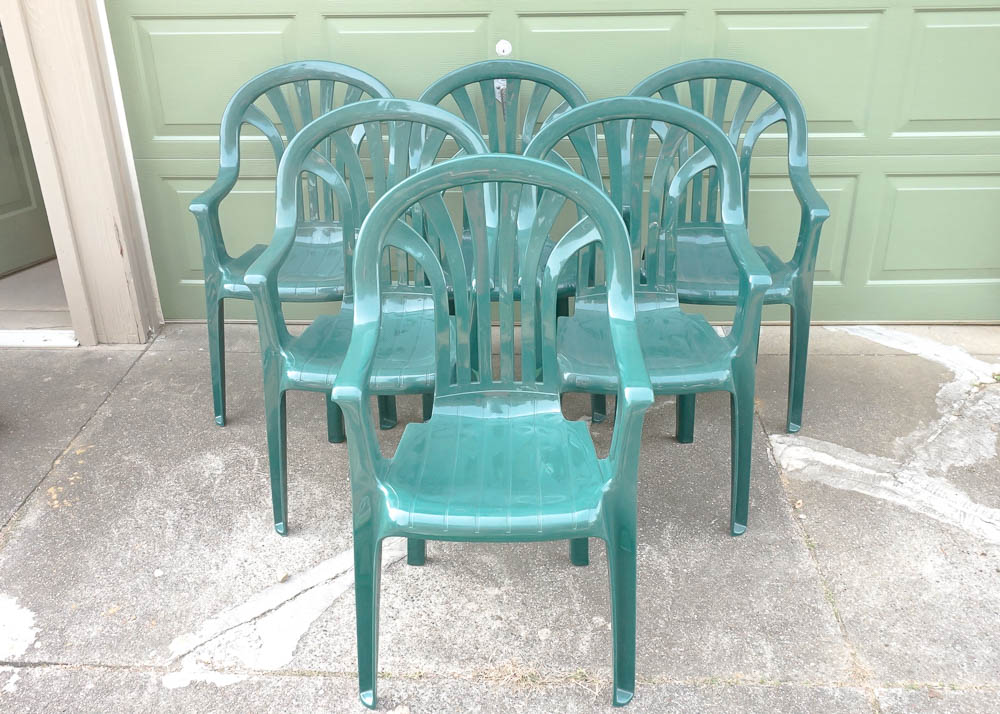 Stackable Green Plastic Patio Chairs