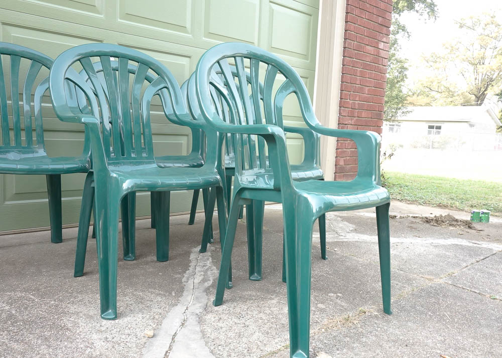 Stackable Green Plastic Patio Chairs