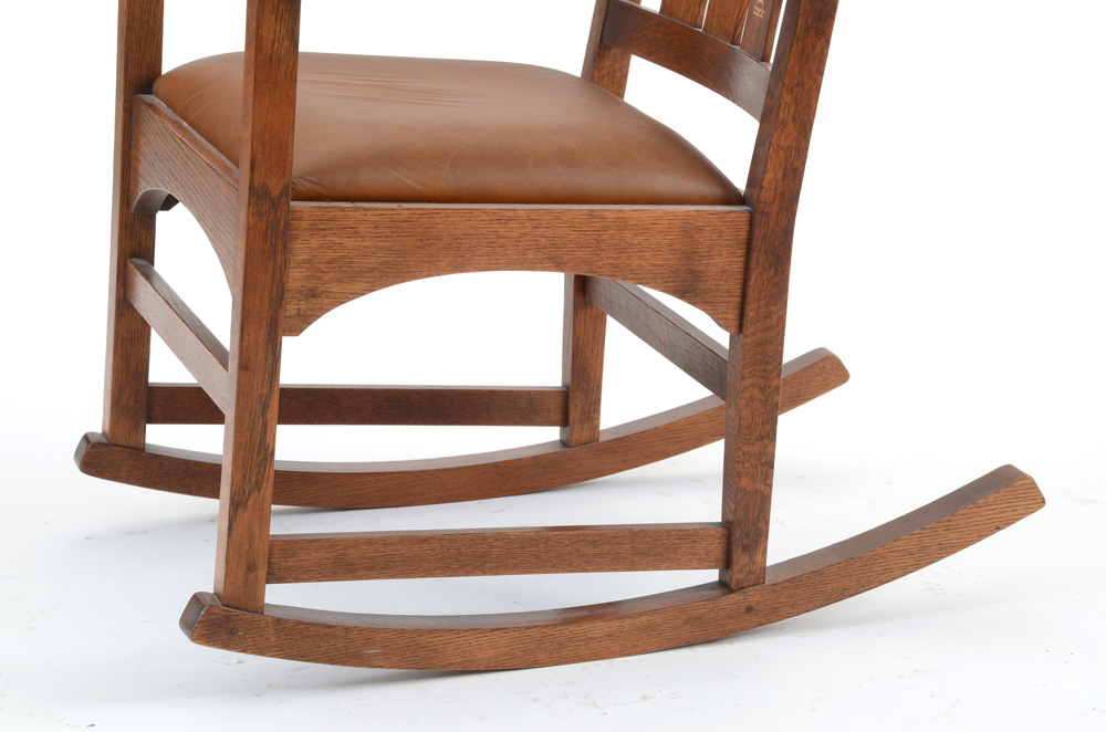 Stickley Inlaid Oak Harvey Ellis Rocking Chair