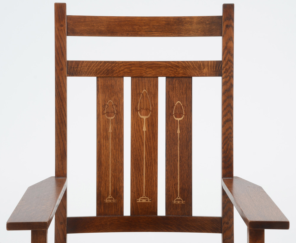 Stickley Inlaid Oak Harvey Ellis Rocking Chair