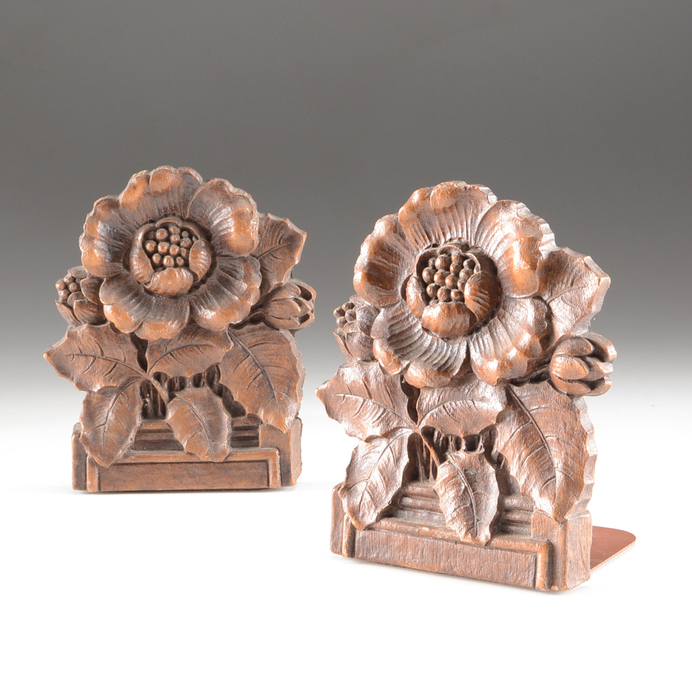 Molded Composition Poppy Bookends by Ornawood