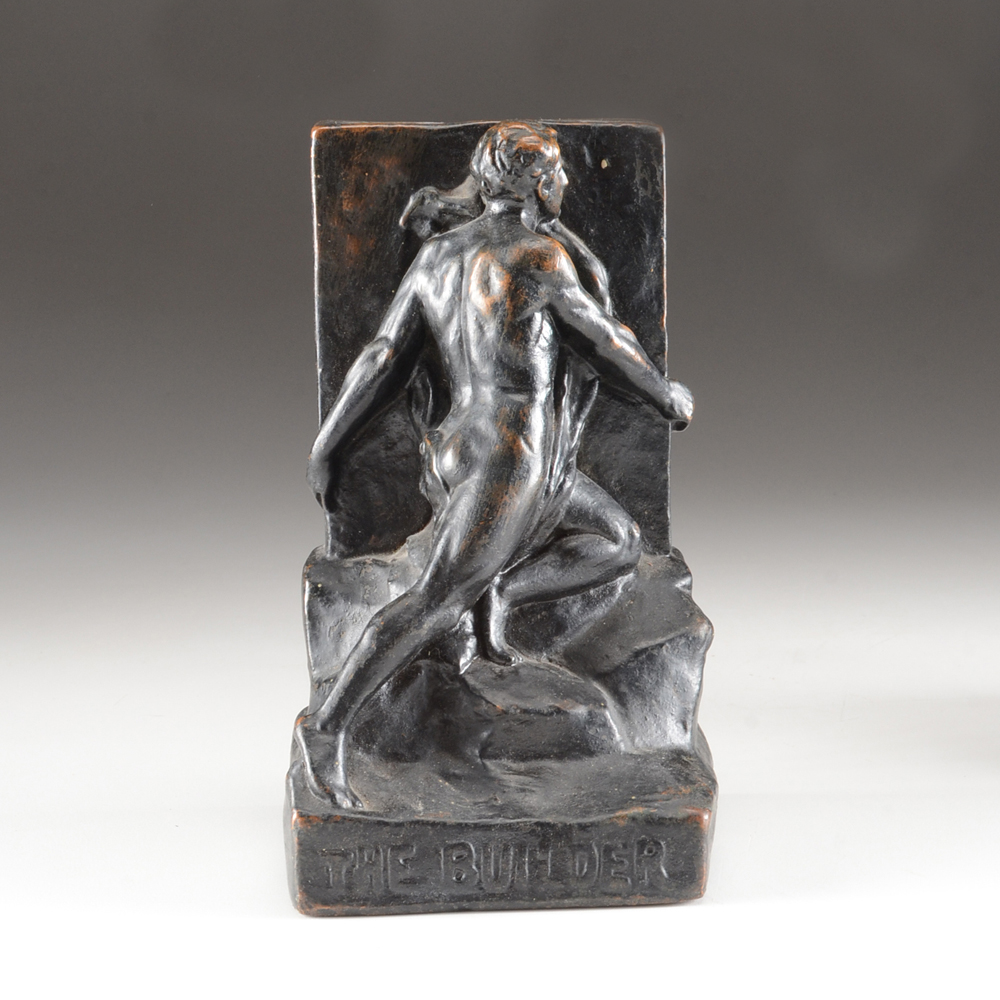 Pair of "The Builder" Bronze Bookends